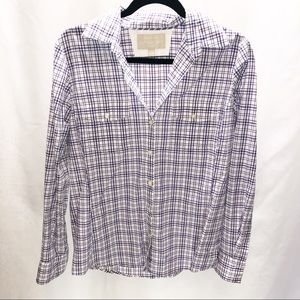 Banana Republic plaid purple/white button down med